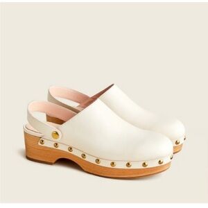 J Crew Convertible Back Ivory Leather Clogs Women’s Size 9.5